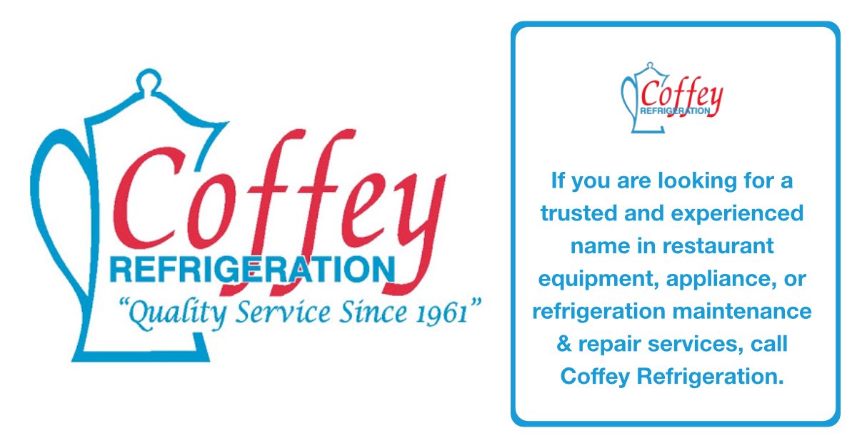 Coffey_ref's tweet photo. If you are looking for a trusted and experienced name in restaurant equipment, appliance, or refrigeration maintenance &amp; repair services, call Coffey Refrigeration. https://t.co/gNSNLtBGT1 https://t.co/kDGpg7pRIj