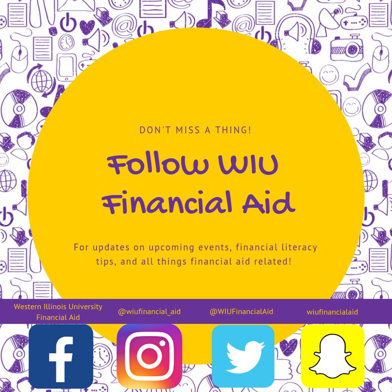 WIUFinancialAid's tweet photo. Don't miss a thing--follow us on all forms of social media! #wiufinancialaid #facebook #twitter #instagram #snapchat https://t.co/7WmOc8U080