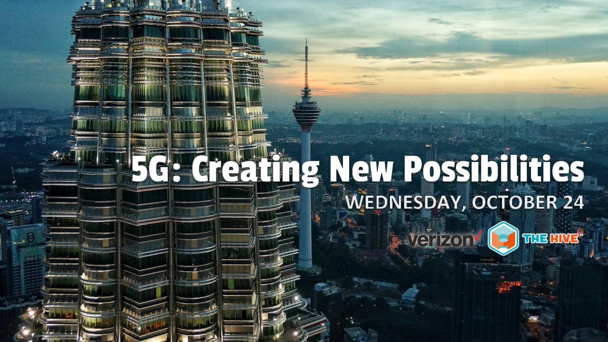 HiveData's tweet photo. Join @hivedata @verizon & industry leaders on Wed 10/24 to learn the current status of #5G, timeframes for deployment, and how #5G will shape the #future. Speakers from @Verizon, @VMware, @NOKIA, @Intel. REGISTER: https://t.co/eG2MAXMHYh
#creatingnewpossibilities #hivedata https://t.co/wKH4Wm6xqT
