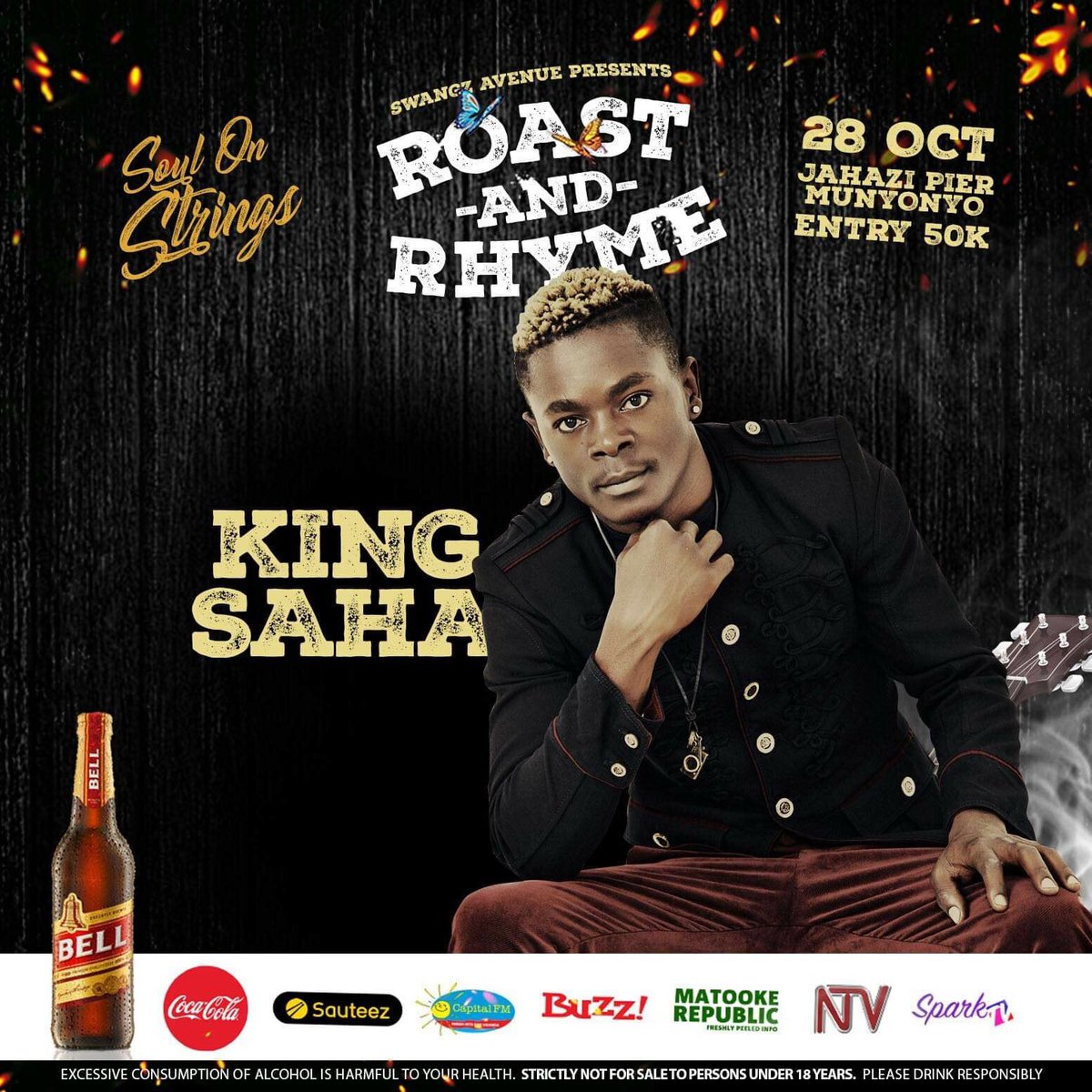 SELECKTAENTITY's tweet photo. Ready! #RoastAndRhyme #SoulOnStringsEdition  Ft @kingsaha256  Jst Dont Miss Powered By @Bell_Lager https://t.co/iw13Hh8SpK