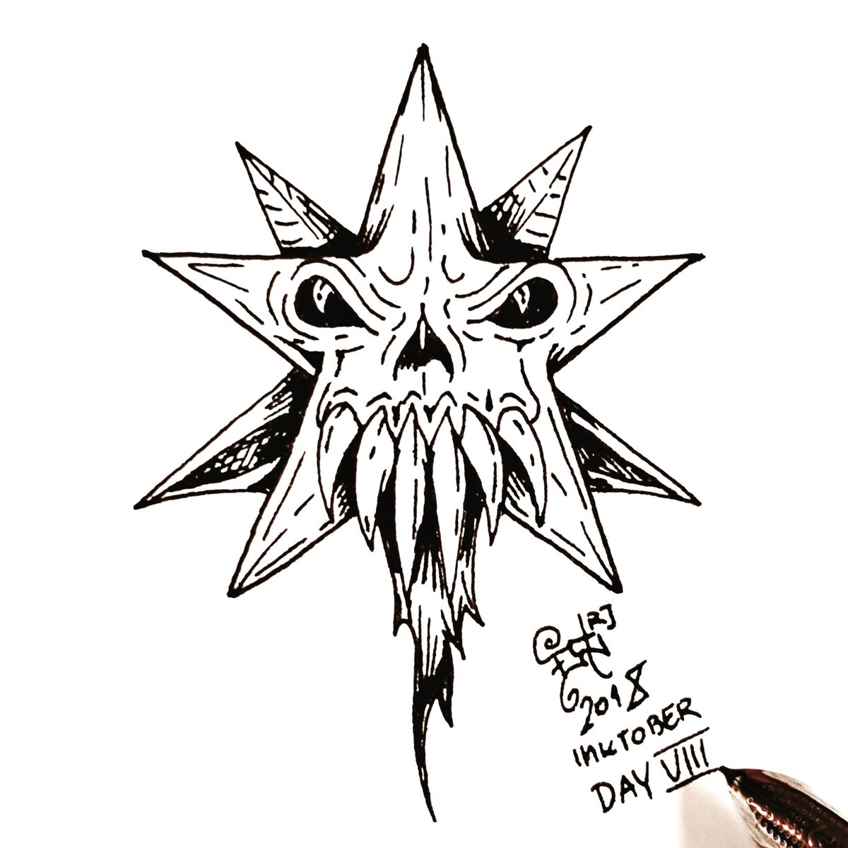nikolas83gianni's tweet photo. #art #artist #ilustrator #designer #traditionalartist #nikolass #nikolass83 #nikolass83gianni #inktober #inktober2018 #inktoberday8star #ink #blackinkart #blackink #deviantart #penup #reynolds #rotringcore #star #evil #devil #skull #tattoo #samsungnote8photography #serbia https://t.co/O86a9shM3U