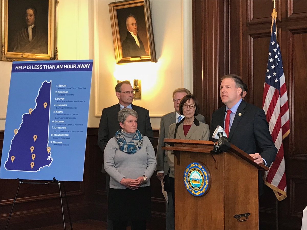 JakeBerryNH's tweet image. ⁦@GovChrisSununu⁩ announcing nine regional “hubs” to coordinate substance use services throughout NH, supported by federal opioid funding.  ⁦@GranitepathwNh⁩, ⁦@ConcordHospital⁩, ⁦@CheshireMed⁩, among the hubs