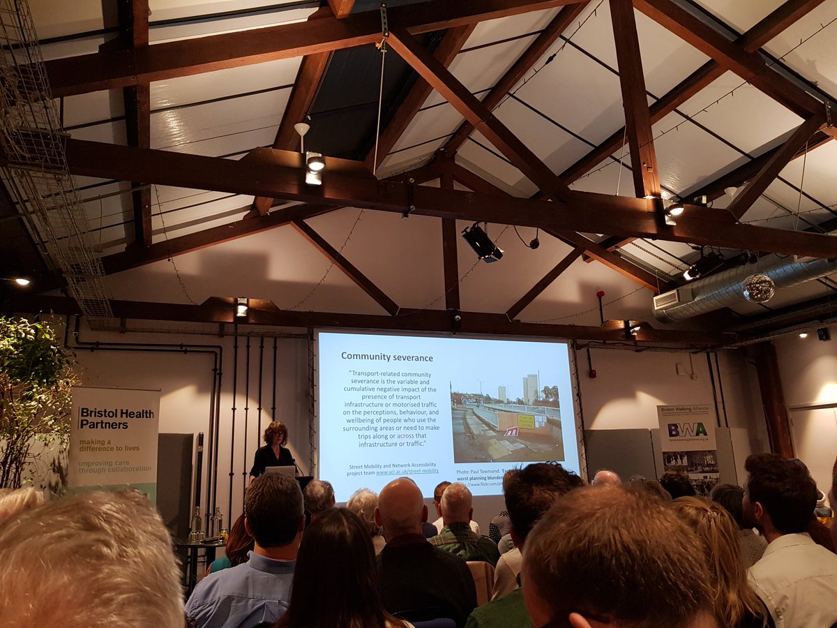 ZoeBanksGross's tweet photo. Huge turnout for @BristolHealthP #SHINE pedestrian event. Scary stats on casualties, especially kids, in #Bristol. Concept of #communityseverance interesting way to look at how roads divide people. https://t.co/sb4lwBW7e9