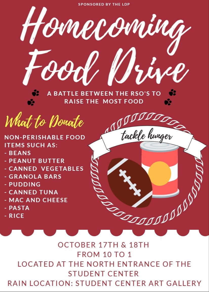 NSCS_SIUC's tweet photo. Attention Scholars! We want to help tackle hunger this homecoming week; if you are interesting in contributing, feel free to bring your food items that you would like to donate to our general meeting this evening at 5pm in the Illinois Room of the Student Center. https://t.co/od1UZl5QcD