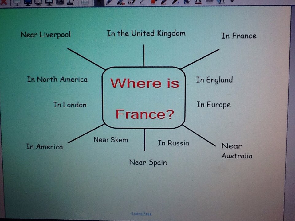 Class3KA_NR's tweet photo. You never know where a mind map will take you. This is still making me chuckle! Year 1s, don't you just love them! 😄🌍 #whereisfrance #globalweek #chucklingteacher https://t.co/WV17ImF7yL