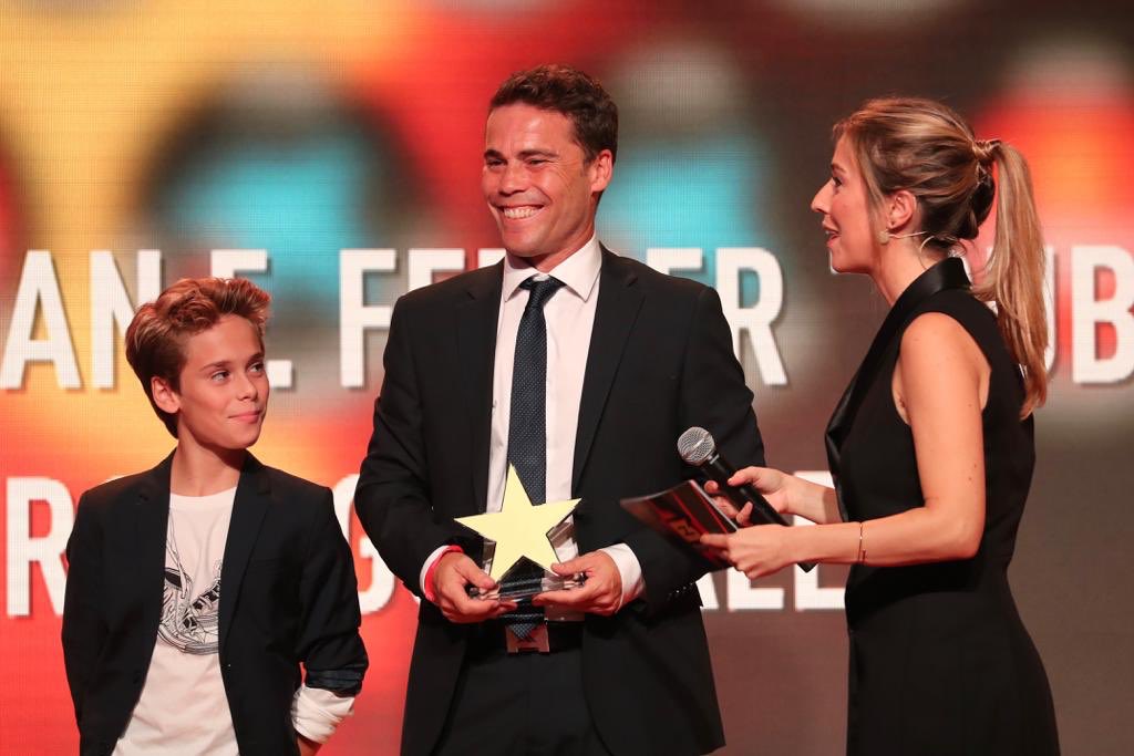 Rubi, en los premios de la Federación Catalana de Fútbol.