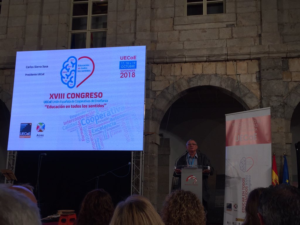 sandracuevas's tweet photo. Comença el XVIII congrés d’@UECoE3 a Santander. “Educar en tots els sentits” @FEVECTA @LA_UCEV #SomCooperativa https://t.co/E1klC7JiBM