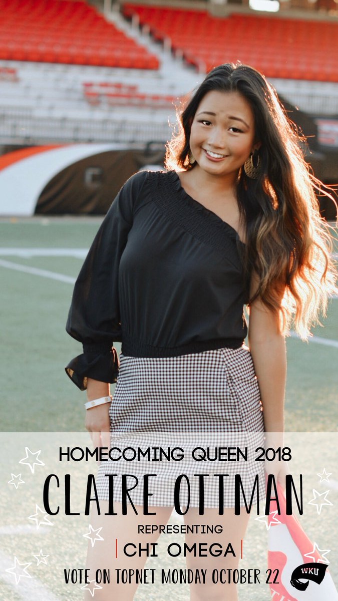 ChiOmega_WKU's tweet photo. Vote Claire Ottman for Homecoming!! ⭐️❣️ She is a Biology Major with a Pre-Med Concentration and a Biophysics Minor! Claire is a Student Alumni Ambassador, the Director of Community Service for Alpha Epsilon Delta, the Medication Chair for Global Brigades, and so much more!! ❤️ https://t.co/hfksFnhYLF