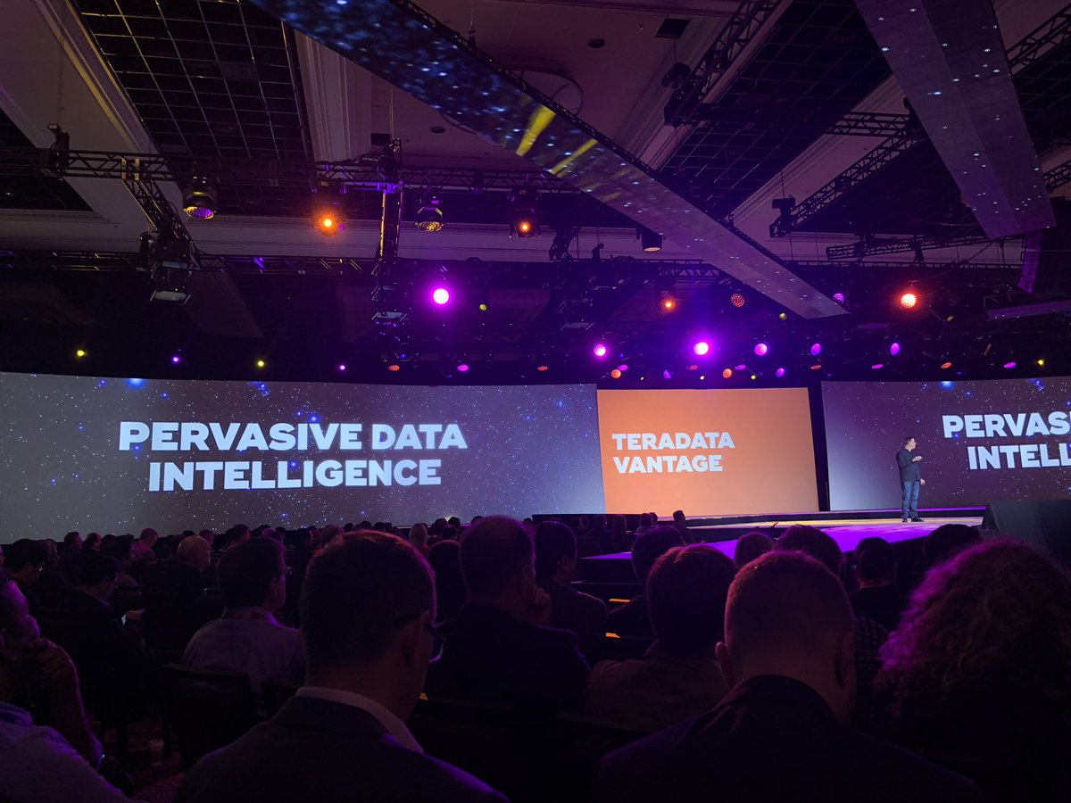 SaschaPuljic's tweet photo. Pervasive data intelligence with Teradata Vantage - great key note at #tau18 from Chris Twogood... https://t.co/l8SSWami8a