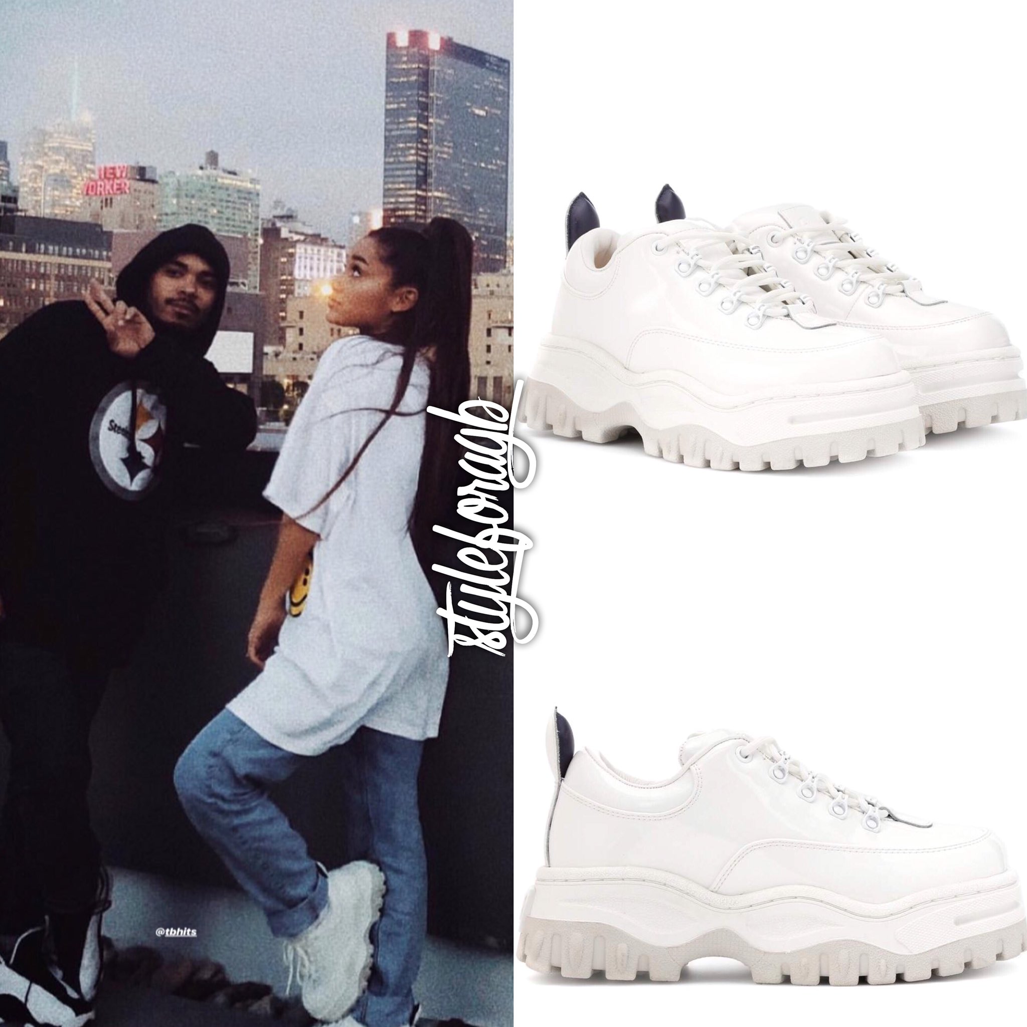 flugt notifikation Daisy Ariana Grande's closet on Twitter: "Ariana via Instagram stories | October  10th, 2018. - Wearing the Eytys Angel patent leather sneakers (£270)  https://t.co/FH8ZPfKFO5" / Twitter
