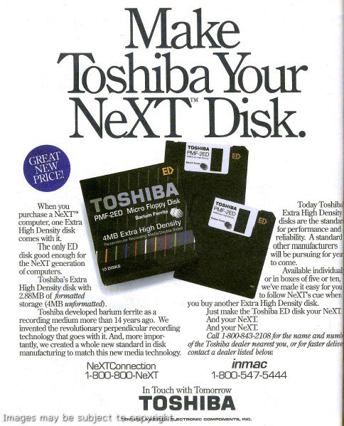 DemosceneRetro's tweet image. #RetroComputers #NeXTComputer #WeekNeXT Advertisement #Hardware #Toshiba Disk