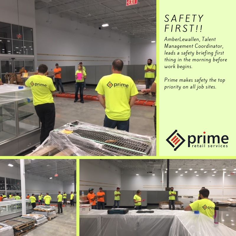 prime_retail's tweet photo. Prime puts safety first! Amber Lewallen, Talent Management Coordinator, shown here leading an early morning safety briefing. https://t.co/zWkS5g07Gq