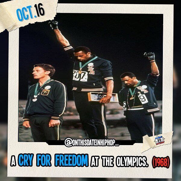 Speaking of Black, #OnThisDateInHipHop, it wasn't #Kaepernick making a statement during the National Anthem - it was AmeriKkKan athletes #TommieSmith and #JohnCarlos at the 1968 Olympics in #MexicoCity. They LITERALLY used their platforms. #NeverForget ✊🏾 ift.tt/2CjTMG4