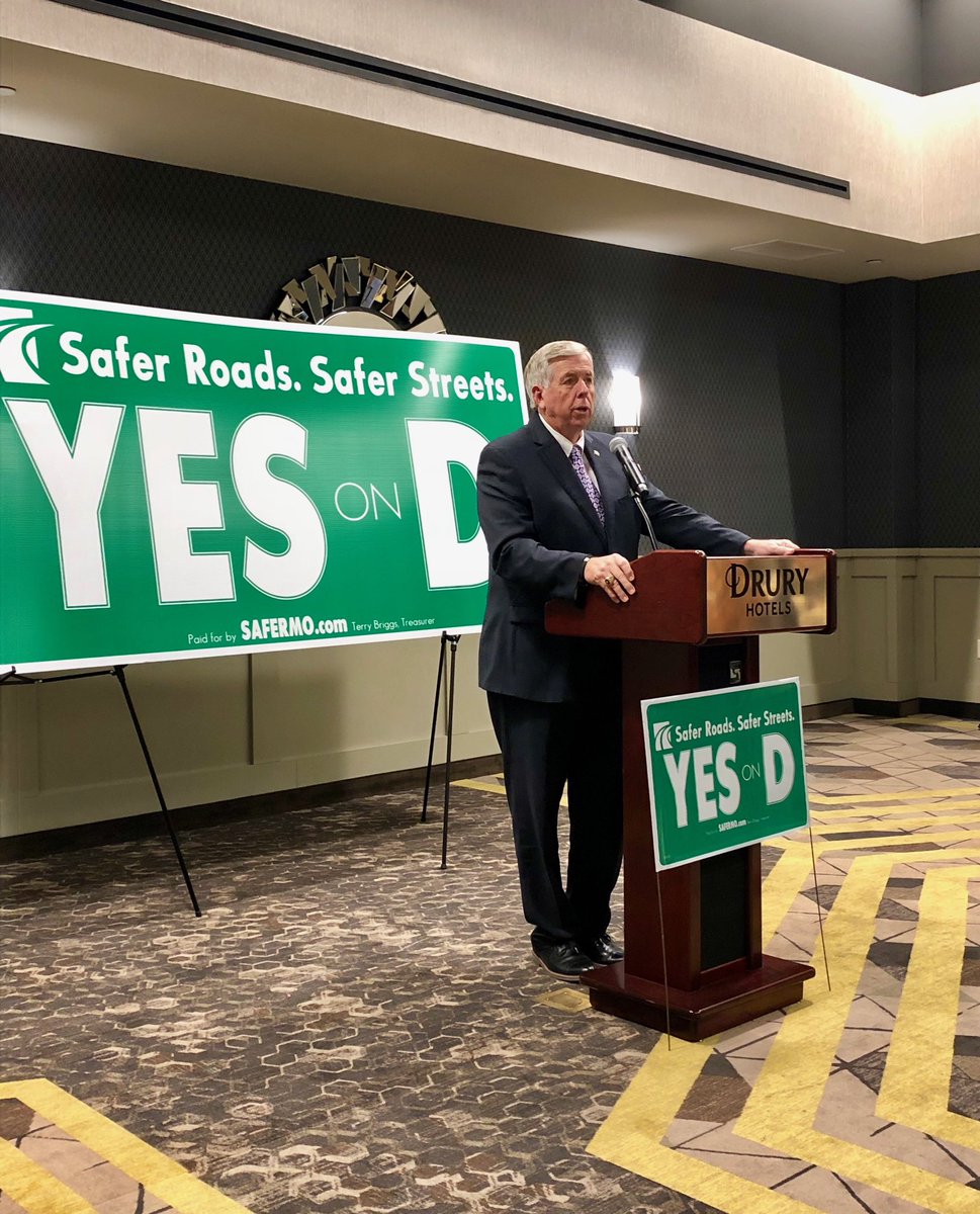 Governor Parson stumping for better roads in Missouri! #VoteYesonD