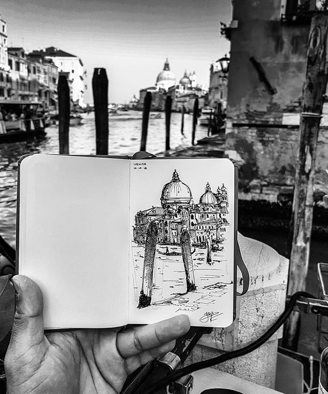 JFong8000's tweet photo. #SketchingIn - Venice #BasilicaDiSantaMariaDellaSalute
.
Reflecting on an inspiring few days in the floating city today - the last two visits to #Venice had been defined by insane crowds, humid weather and rushy tours. This time we took some time to get lost and sit down for… https://t.co/nmSPgNcMze