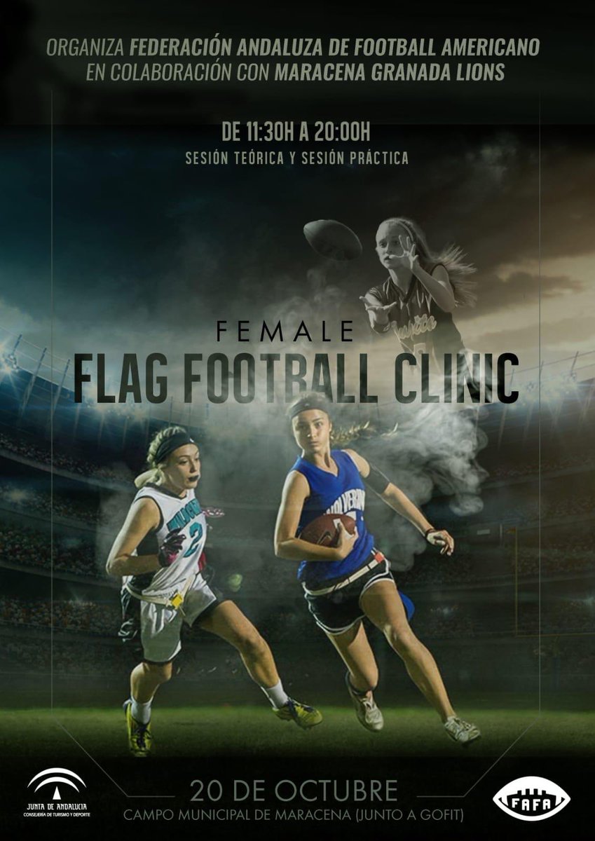 FAFA_Andalucia's tweet photo. Se aproxima el día!!! Sábado en la ciudad deportiva de maracena, calle José comino sin número junto go fit, si quieres aprender Flag pide información sobre este clinic por mensaje privado o al teléfono +684 15 84 92
  #andalucia  #maracena #flagfootball #flagfootballfemenino https://t.co/HeZdmJ8tOg