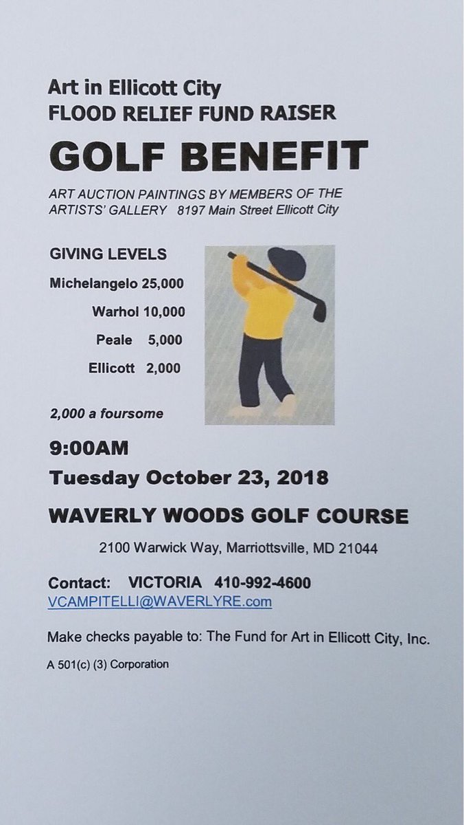 artistgalleryec's tweet photo. Attention philanthropists & lovers of #EllicottCityMD! Next Thurs, 10/23/18, a flood relief fundraiser will take place @WaverlyWoodsGC. Artists from our gallery have donated many paintings to help the efforts. Please support our historic district! #mdarts #marylandarts #OldEC https://t.co/uOVwmISlyx