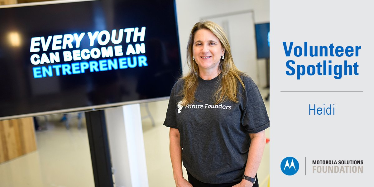 MSIFoundation's tweet photo. .@MotoSolutions Director of Business Innovation and Transformation Heidi volunteers with @FutureFounders, which empowers the next generation of entrepreneurs. Through volunteering, she helps youth entrepreneurs successfully combine #STEM and business skills. #MotoSolutionsCares https://t.co/hsyvQTMfw1