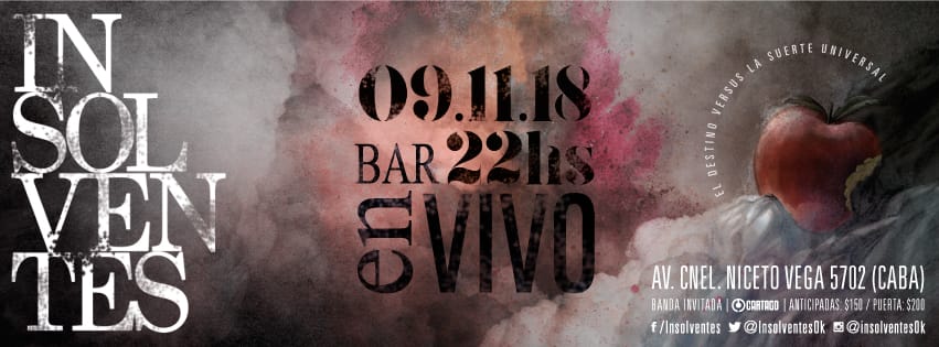 “Enfermo, intratable, no me criaron para callarme. Fabricando mi destino, sin deberle nada a nadie”

📆 9• Noviembre 
📌 Bar en vivo • Niceto Vega 5702
Evento: facebook.com/events/3370027…