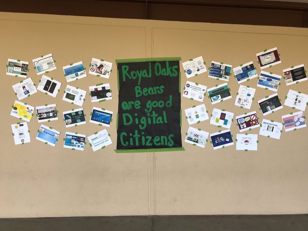 CoffeeBean016's tweet image. The 6th graders have been learning about digital citizenship &amp;amp; created posters.  We wanted to share our learning with the rest of the school. #visaliaedtech #DigitalCitizenshipWeek