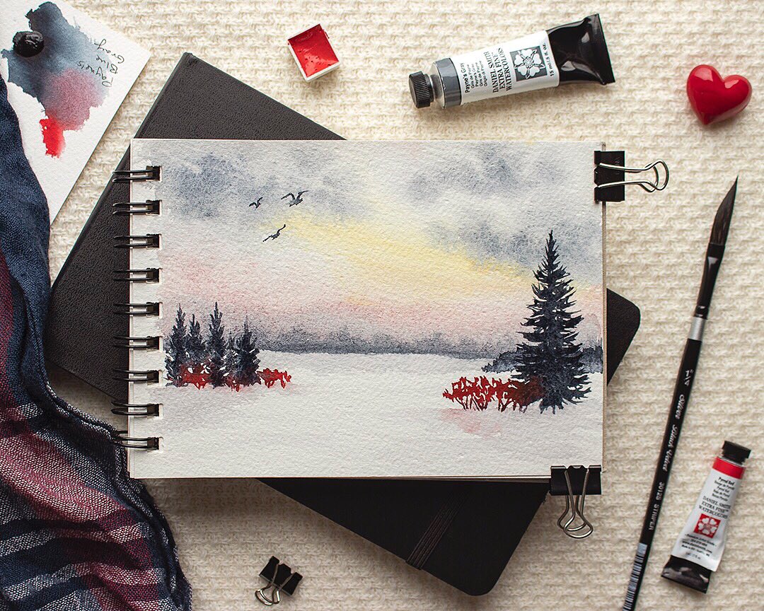 AmyEarlsArt's tweet image. Payne’s Gray and Pyrrol Red is a lovely combination! ❤️

#watercolor #landscapepainting #colorplay