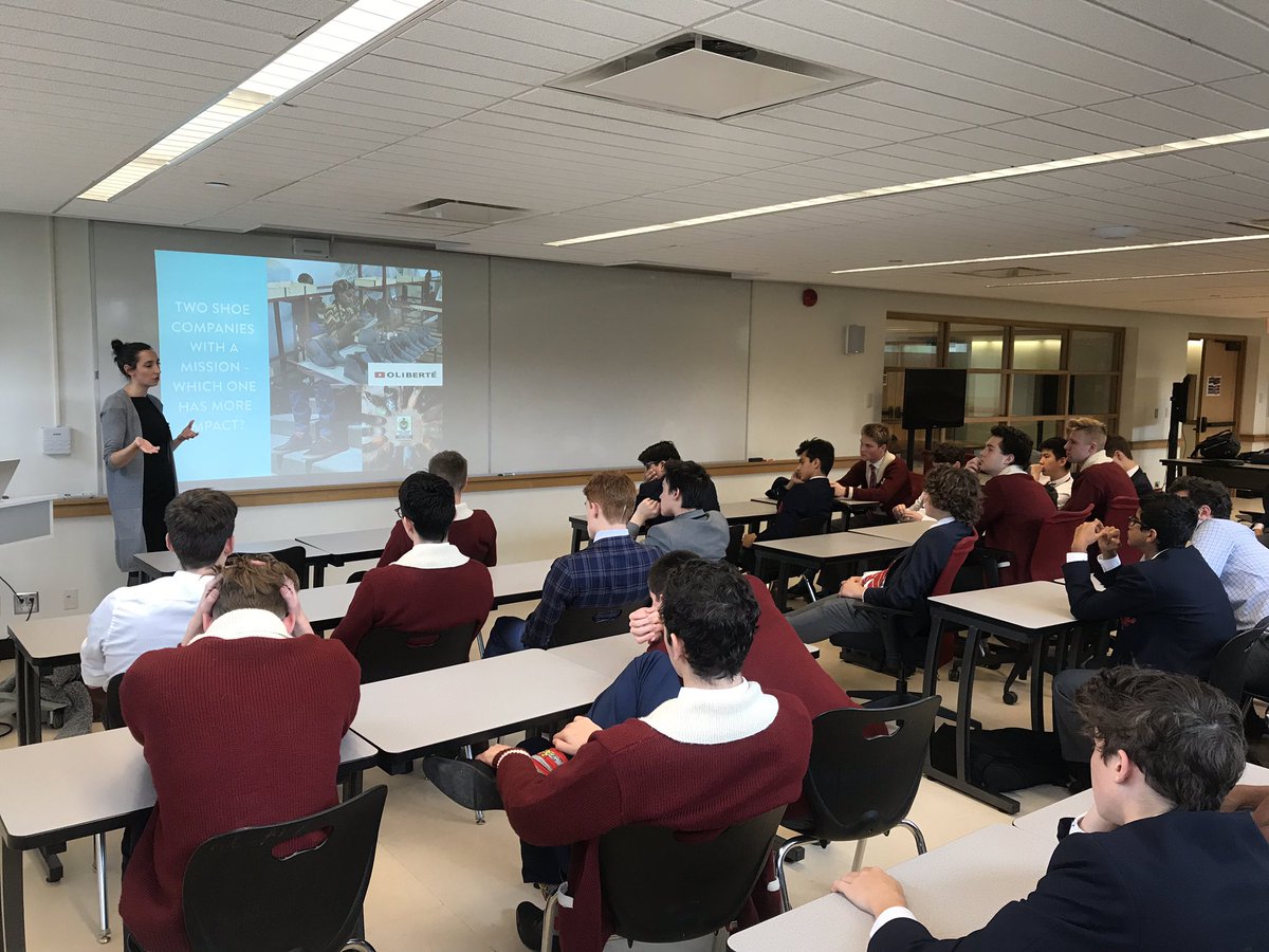 Business students in the McEwen Leadership Program participated in a Social Entrepreneurship workshop facilitated by Ellen Martin, Managing Director of <a href="/my_SoJo/">SoJo</a>. Students learned about how to ensure their own business venture ideas have a positive social impact. #boysofSAC