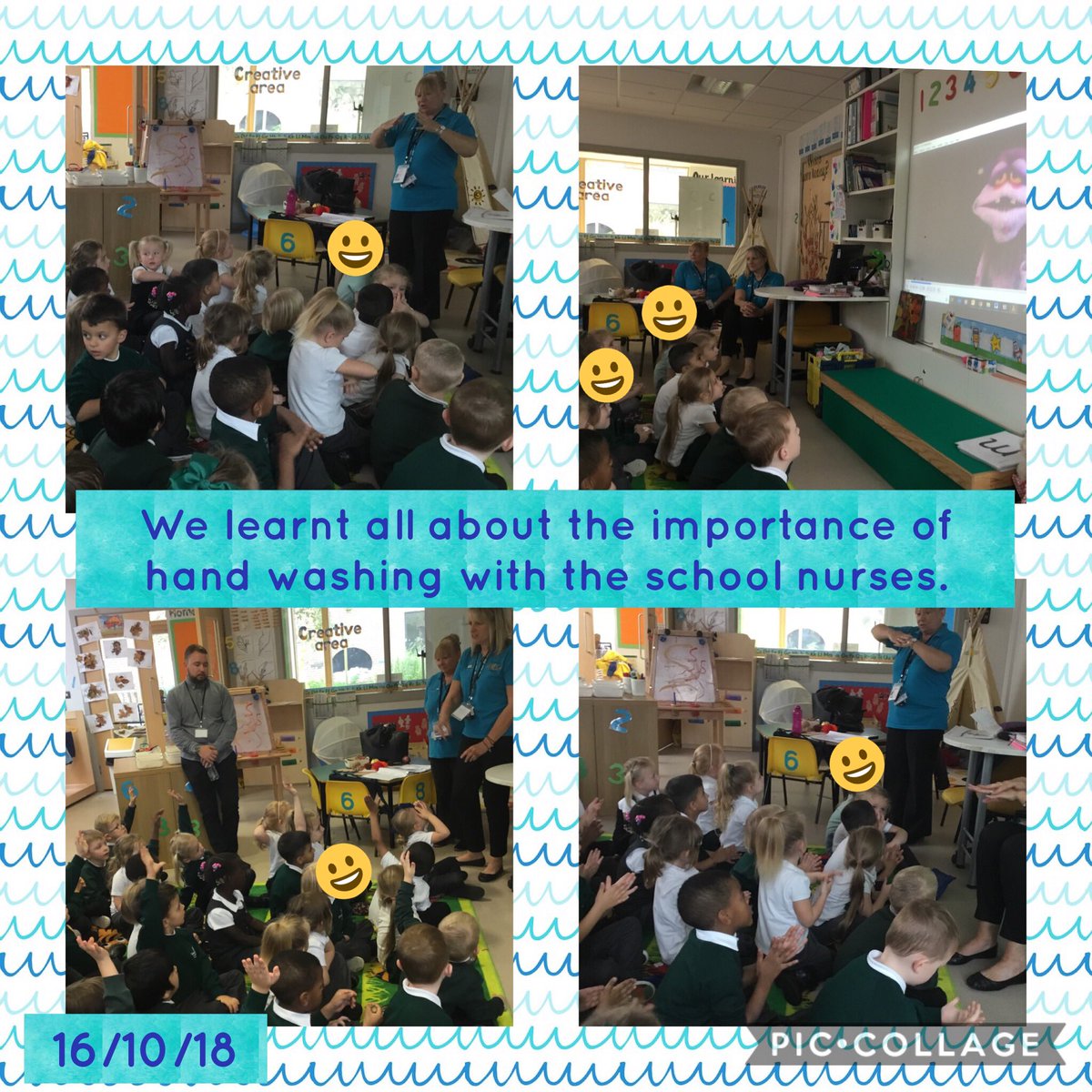 AldermansGreen's tweet photo. Reception had a visit from the school nurses 🖐🏽💦🤚🏽 #AGCPSR https://t.co/HZ4ZADsoqR