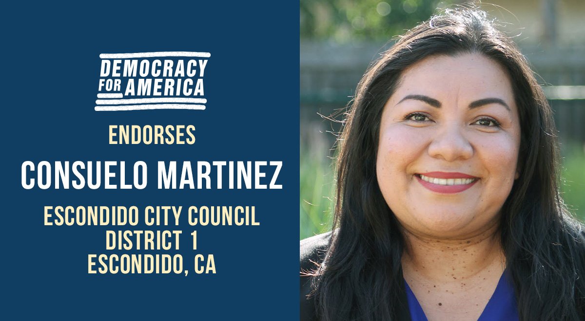 DFAaction's tweet photo. Our electoral team first met @consuelo_D1 while she was volunteering for @ACampaNajjar she's a community first person running to be a new voice in Escondido. We have to build from the bottom of the ballot on up every cycle! #DFAChat 11/ https://t.co/9lPMJU3DPF