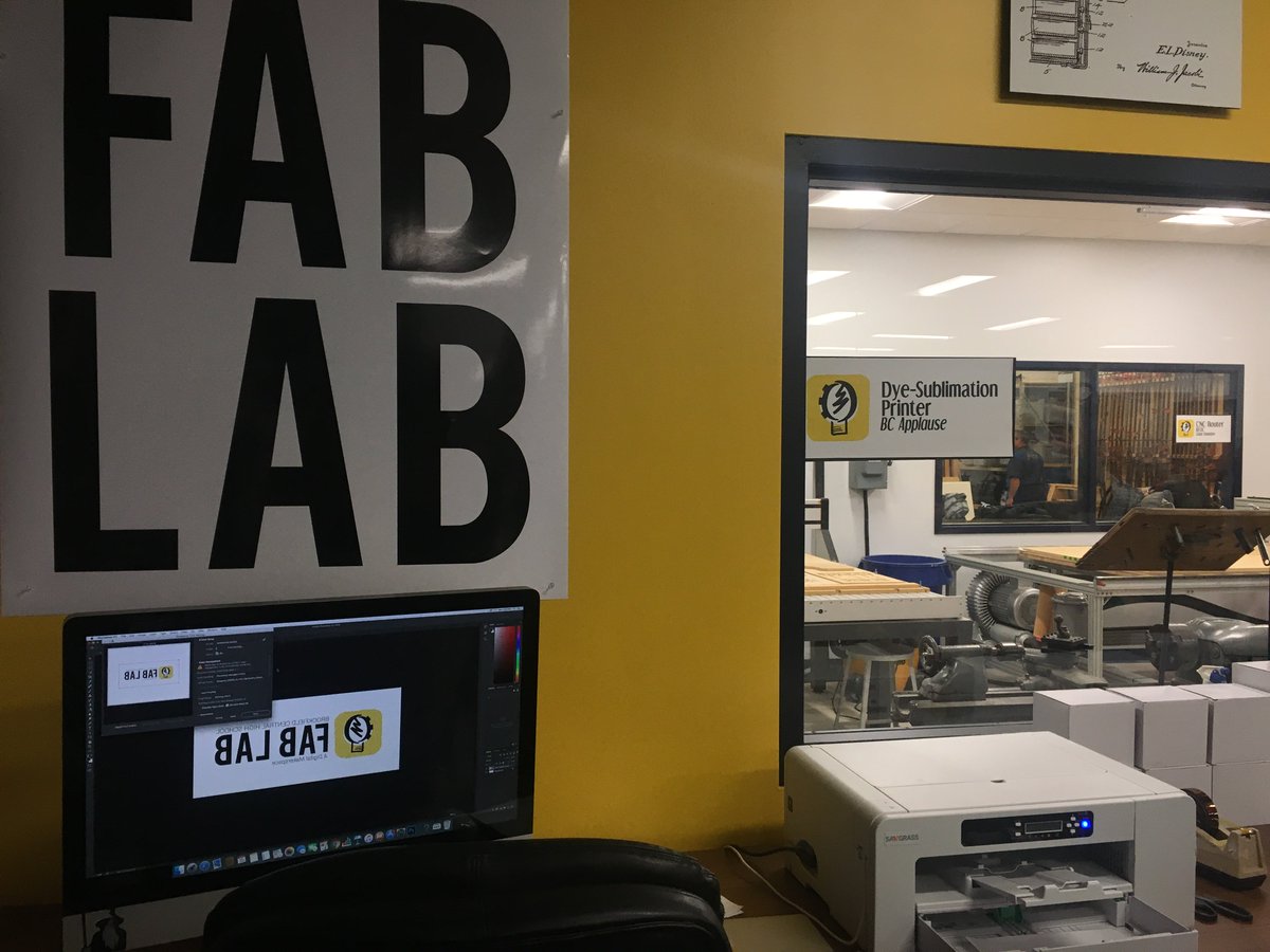 bchsapplause's tweet photo. Attended the Fab Lab Opening yesterday. It's an incredible space for creating! Applause Membership dollars at work...Dye-Sublimation Printer, which uses heat to transfer dye onto materials such as a plastic, card, paper, or fabric. In this case, MUGS. #FabLabOpenHouse @bchsfablab https://t.co/29XaSnu28D
