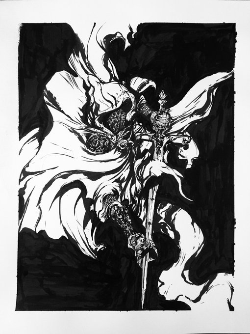 The 16th Dark Knight, The Moonlit Blades #inktober2018 #inktober #ink #drawing #dark #knights #art "Ranging to fore, heralds and loyal fragments of their dread mistress The Pale Lady. Moonlight will not save you, the Green Throne will be a red ruin she is done with it... 