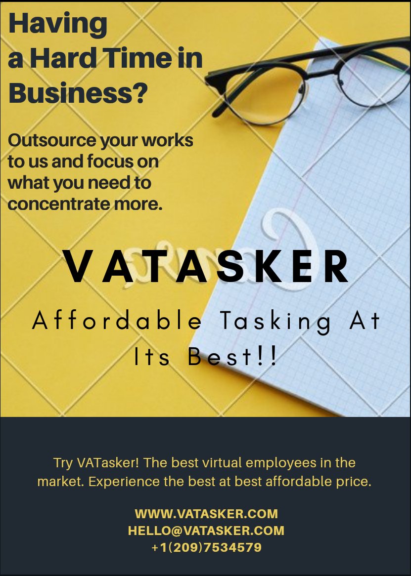 TaskerVa's tweet image. Are you entrepreneur?
Can not handle all the works alone?
Outsource your time killing works to VATasker and stay one step ahead from others.
Visit: vatasker.com
Email: hello@vatasker.com
Call us: +1(209)7534579