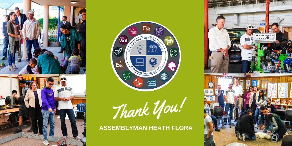 Great day visiting with <a href="/HeathFloraCA/">Heath Flora</a> touring various #CTE programs throughout #MUHSD. Child Development, Green Tech/ Energy Conservation, Auto Mech., Robotics, Medical Tech., Ag, Diesel Mech., Building &amp; Construction- tons of opportunities for students <a href="/SuptPeterson/">Alan Peterson</a> <a href="/leejneves/">Lee Neves</a>
