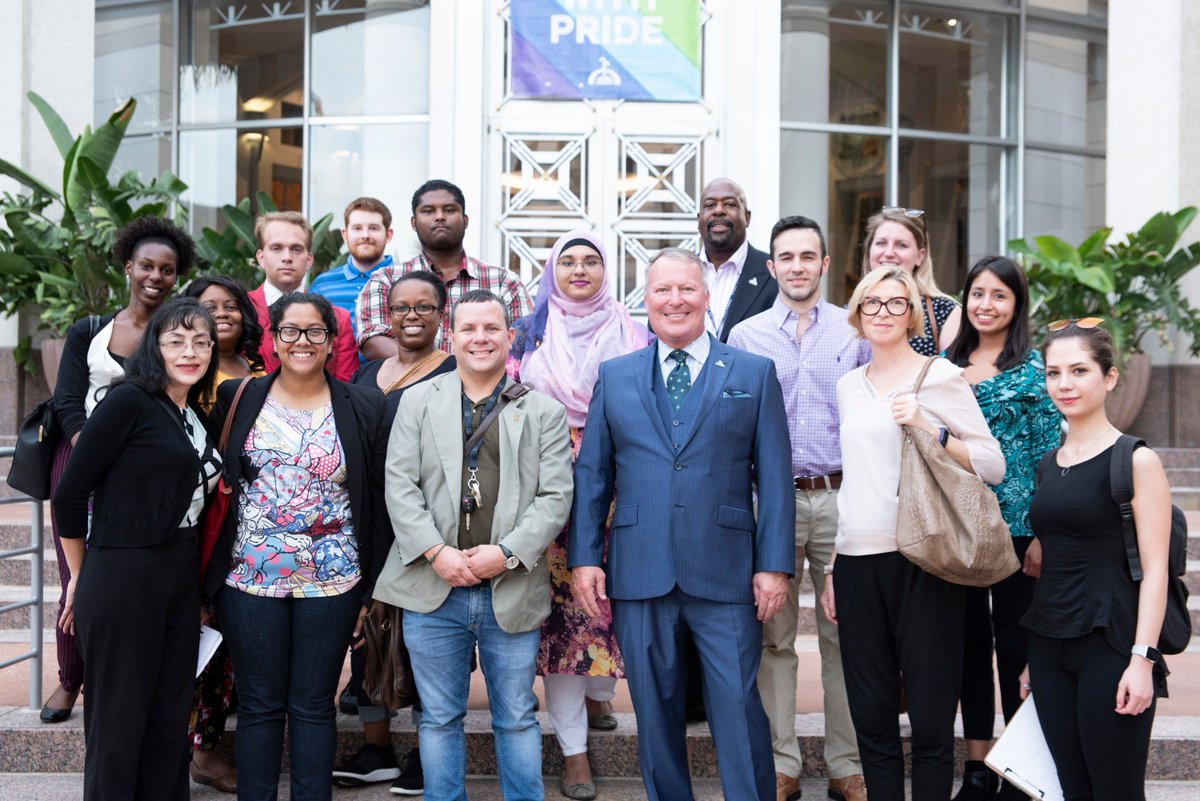 orlandomayor's tweet photo. Had the chance to welcome public affairs doctoral students from @UCF to City Hall today. 

When the @UCFDowntown campus opens next year, these students will be learning and gaining career experience in @DWNTWN_ORLANDO. https://t.co/EWXCyuVCvw