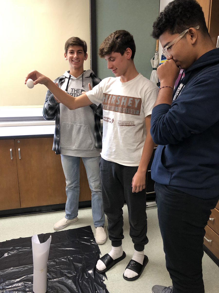 RarigLHSSci's tweet photo. So much fun with the egg drop activity! Now if only the AP students wouldnโt miss their device ๐ #APlivesdangerously #noladder #BASDproud https://t.co/mYsnEsHw3z