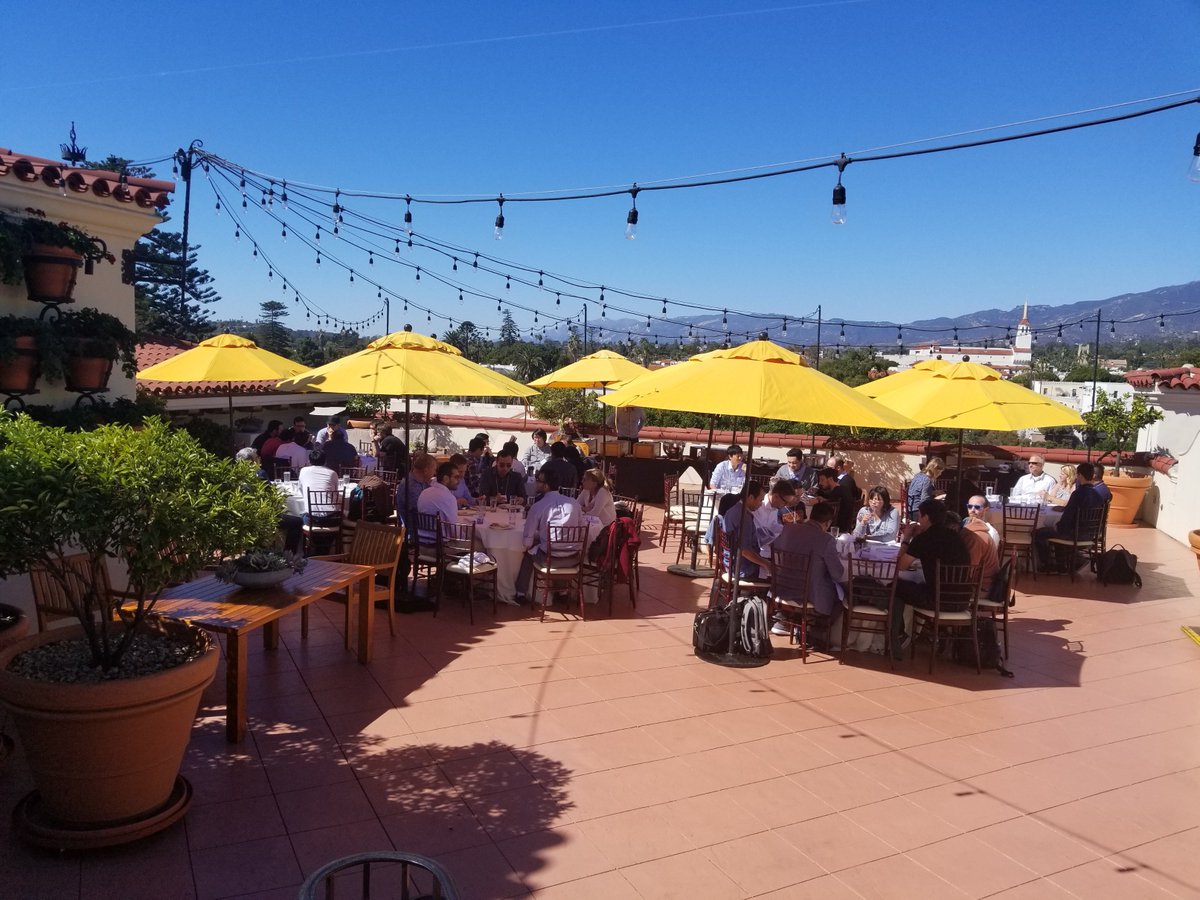 STKO_UCSB's tweet photo. Participants enjoying the 90min rooftop lunch break at the 8th International Conference on the Internet of Things (IoT 2018) #IoT2018 #IoT https://t.co/2jxD3aort7