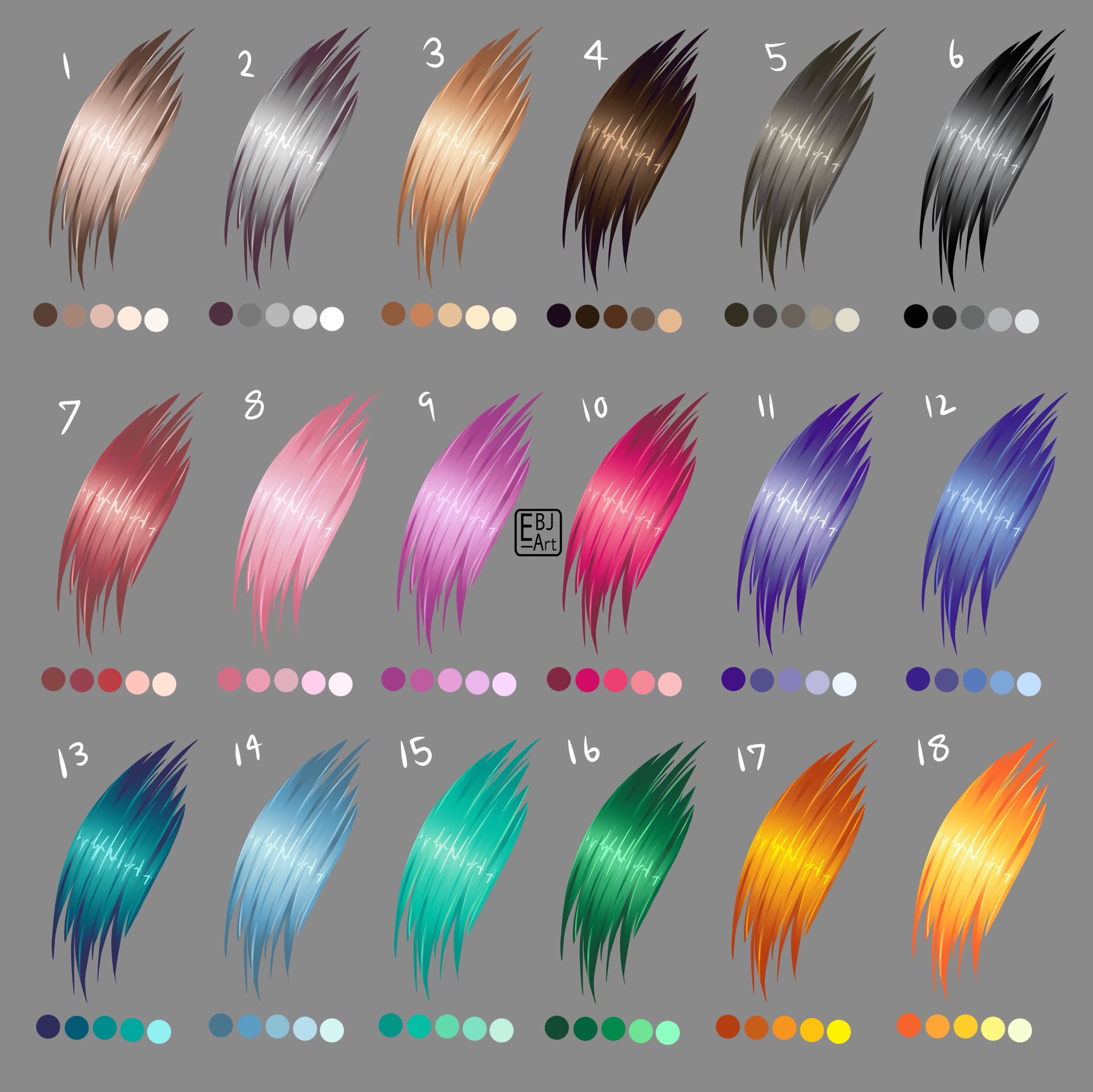 Blue Anime Hair Color Palette