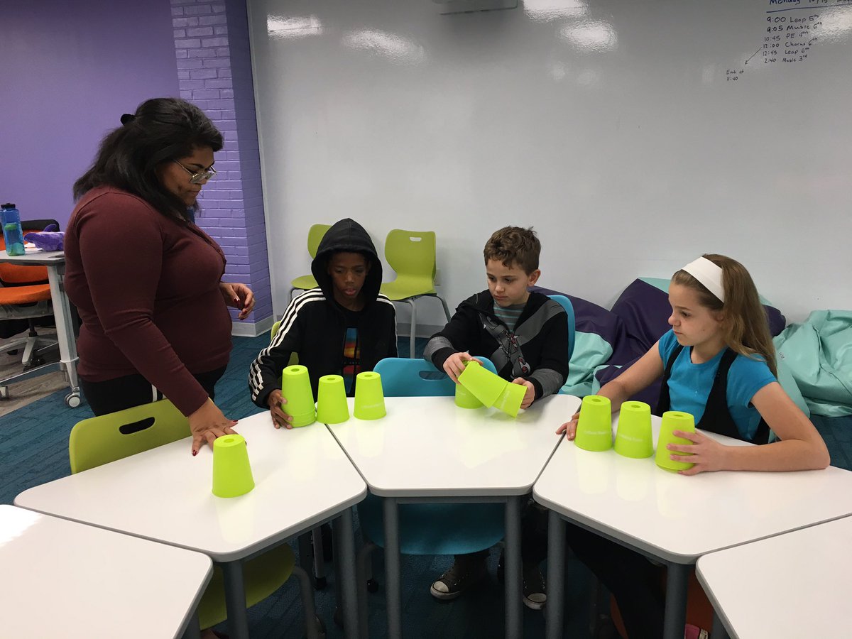 jill_kennett's tweet photo. Loved having Conestoga Valley High School Seniors come teach speed cup stacking to students at The Learning Center. #bringingkidstogether #speedcupstacking #CVVAElementaryLearningCenter @STEMCampEdu @CVBuckskins @FritzElementary @CVVA https://t.co/RWbFkaS73O
