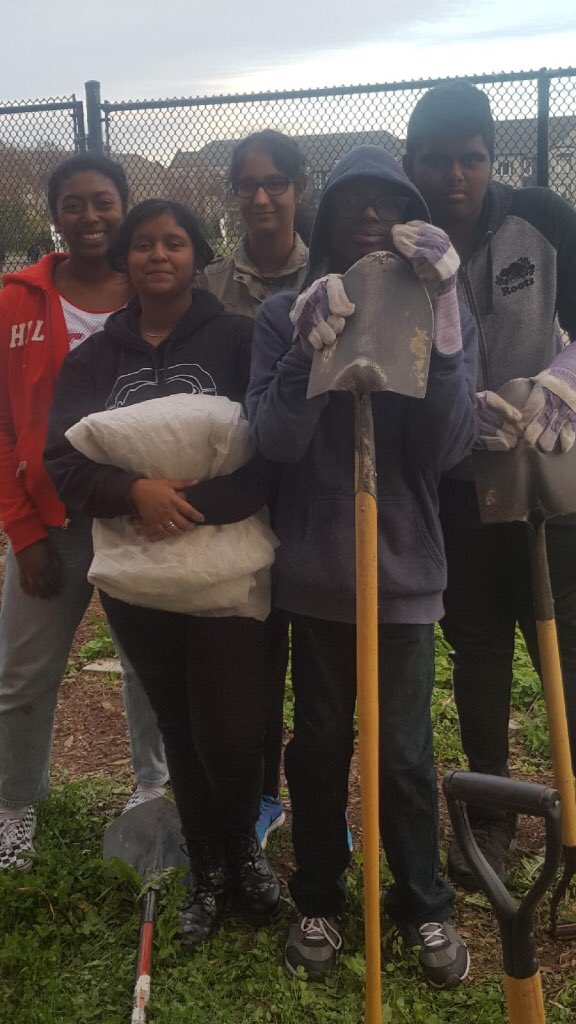 EcoSquad does fall garden cleanup!