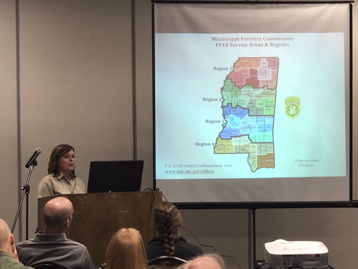 MSForestryComm's tweet image. MFC Outreach Officer, Tympel Harrison, &amp;amp; MFC Fire Chief, Randy Giachelli spoke to attendees of the 7th Biennial meeting of the MS Prescribed Fire Council this afternoon. Call 1-833-MFC-FIRE to report a wildfire or get a burning permit.

#MSFire #PrescribedFire #RxFire #Forestry