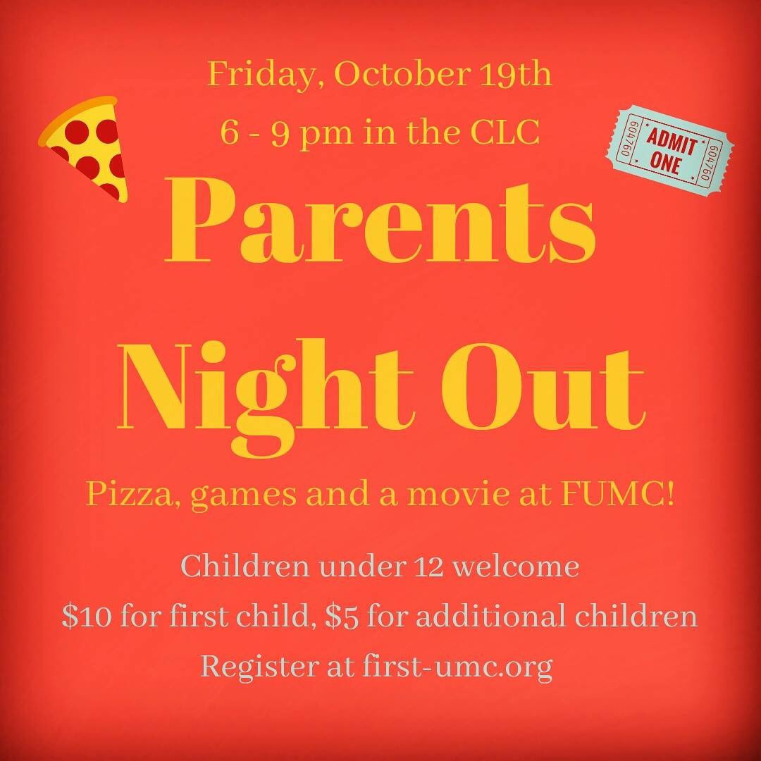 connection_umc's tweet photo. Hey Parents! Looking to enjoy an evening without the kiddos?THIS Friday FUMC is hosting a  "Parents Night Out!" https://t.co/5aSNyaSvY8