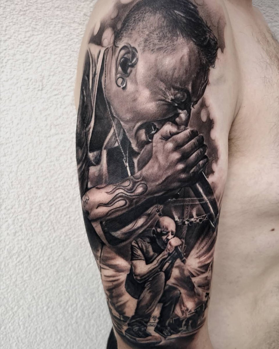 InkGrave Tattoo Studio  Chester Bennington Tribute Artist rameezarif87  Duration 12hrs  Placement Forearm  Size 11x5 inches  Client review Ive been a great Chester fan Throughout my teens