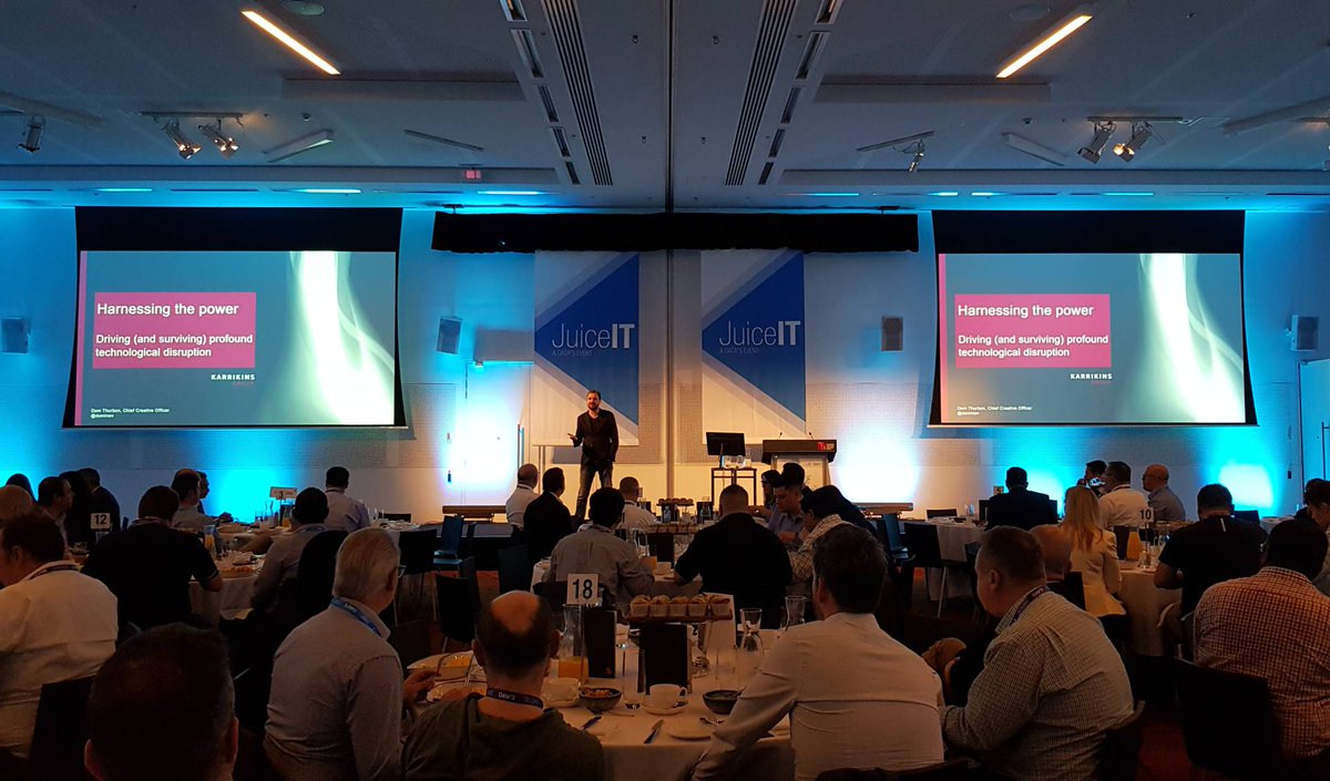 .<a href="/Dominov/">Dominic Thurbon</a> takes the stage for the #D3JuiceIT keynote - now commencing in #Melbourne.