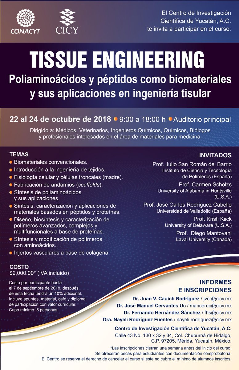RedBIOT, A.C. (@red_biot) on Twitter photo No pierdan la oportunidad de asistir al curso pre-congreso. Todavía hay becas disponibles del 50%. #biomateriales #ingenieríadetejidos #redbiot No pierdan la oportunidad de asistir al curso pre-congreso. Todavía hay becas disponibles del 50%. #biomateriales #ingenieríadetejidos #redbiot