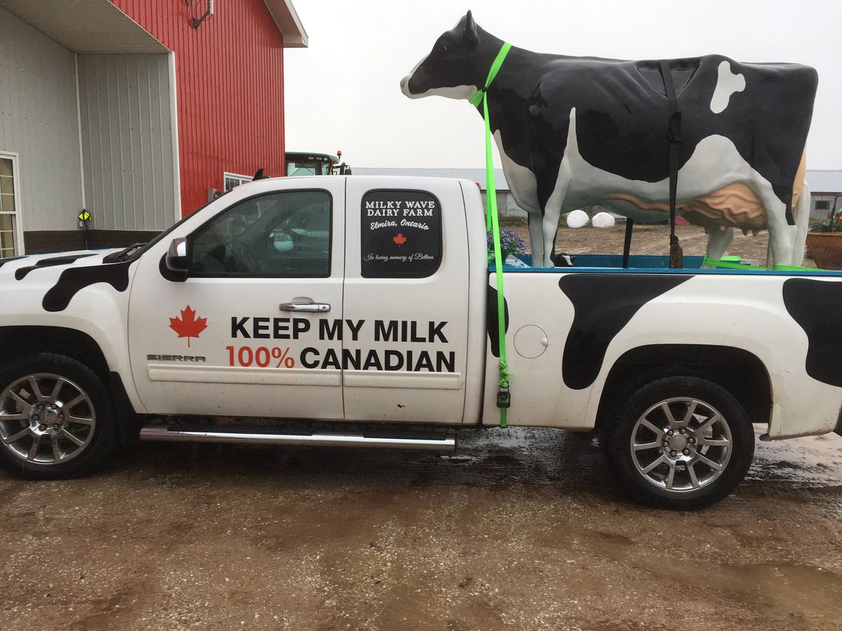 We had a lovely visit today with these fine people who are helping promote our quality product. Thanks to the local farmers who came to say hello! #cdnmilktour