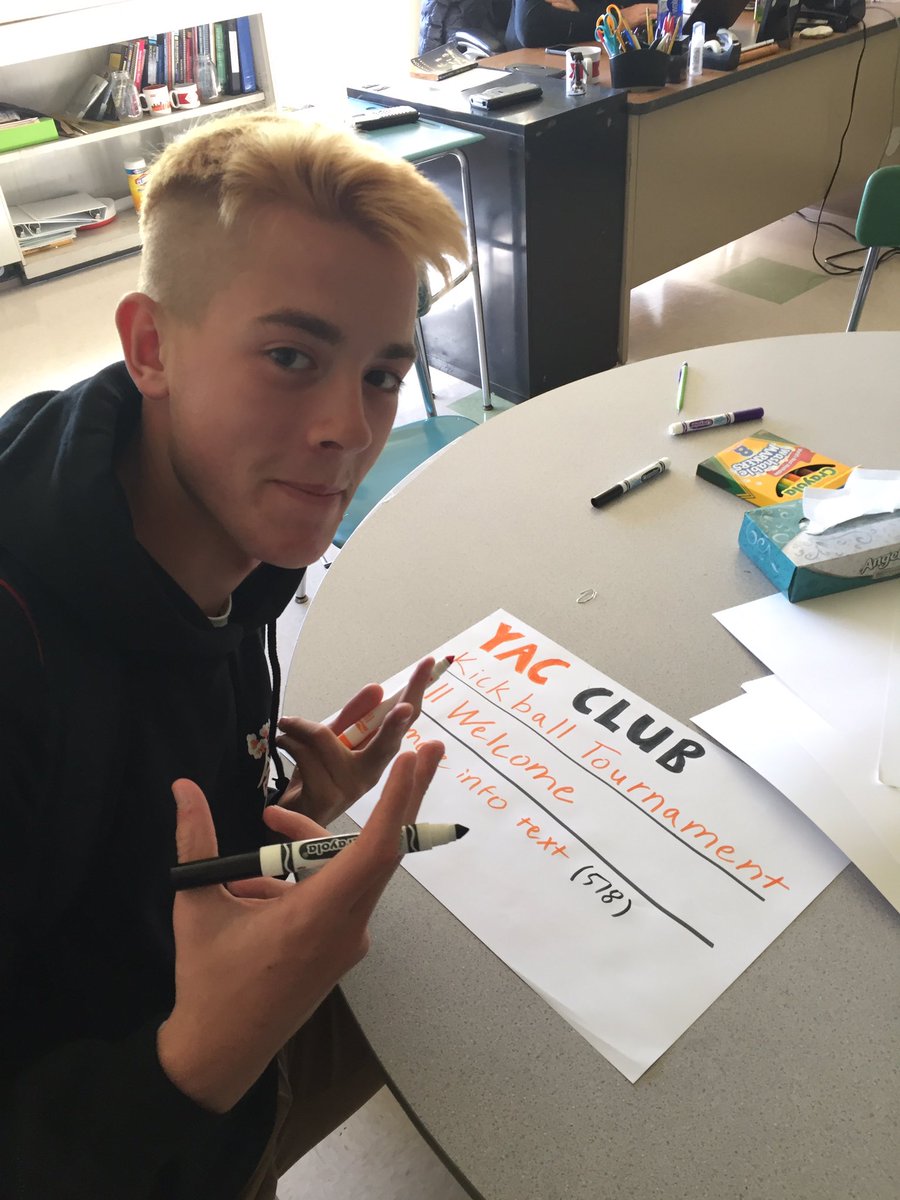 BchsYac's tweet photo. Fun meeting today, making posters for YAC and the upcoming kickball tournament! https://t.co/BNgX950Ke0