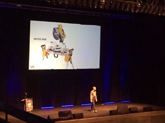 This is a miter saw. Even professionals make mistakes using one. Lucky for you, <a href="/velocityrobotic/">Velocity Robotics</a> has created Autoset, which is a connected miter saw that makes measuring and cutting more accurate and 50% faster. Preorders are open now! #pghdemoday