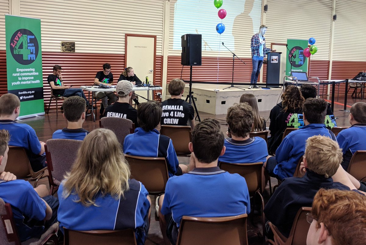 Live4Life Benalla celebration event is underway with a powerful chat from <a href="/jasonballau/">Jason Ball</a> 
"Be PROUD of who you are"
@BenallaRuralCty @glenelgsc <a href="/MacedonRangesSC/">Macedon Ranges Shire Council</a> <a href="/JaclynSymes/">Jaclyn Symes</a> <a href="/StephRyanNats/">Steph Ryan</a> <a href="/MaryAnneThomas/">Mary-Anne Thomas MP</a> <a href="/Indigocathy/">Cathy McGowan AO</a>