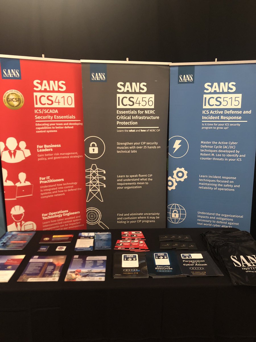 SANSICS's tweet image. If you’re at #GridSecCon, come join us at the SANS booth to learn more about ICS cybersecurity training and our renown certifications