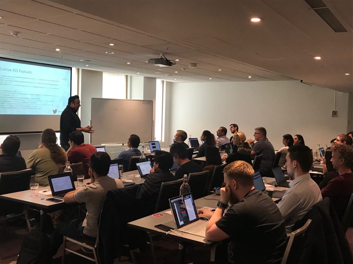 we45's tweet photo. @we45 's @OWASPMelbourne #appsecday journey continues with @abhaybhargav 's Application Security Essentials training. #AppSecTourBus2018 https://t.co/7by3ZoucqX