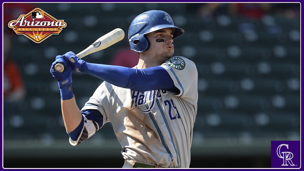 MLBPipeline's tweet photo. #Rockies No. 9 prospect Sam Hilliard is working on adding a leg kick to his his swing. The initial results are pretty good: https://t.co/7RP8BIkYKt https://t.co/utlzqcPhJH